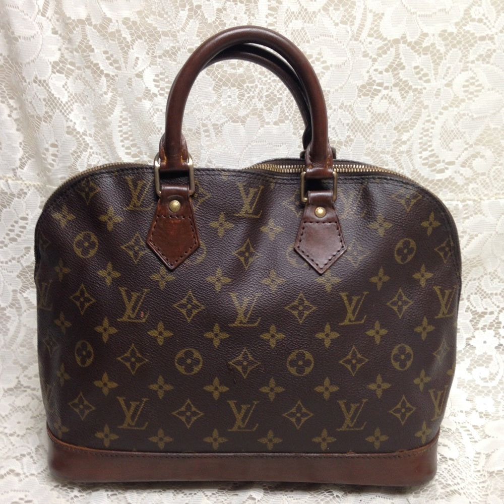 Louis Vuitton Alma Handbag w/ Dk Brown Leather Tri