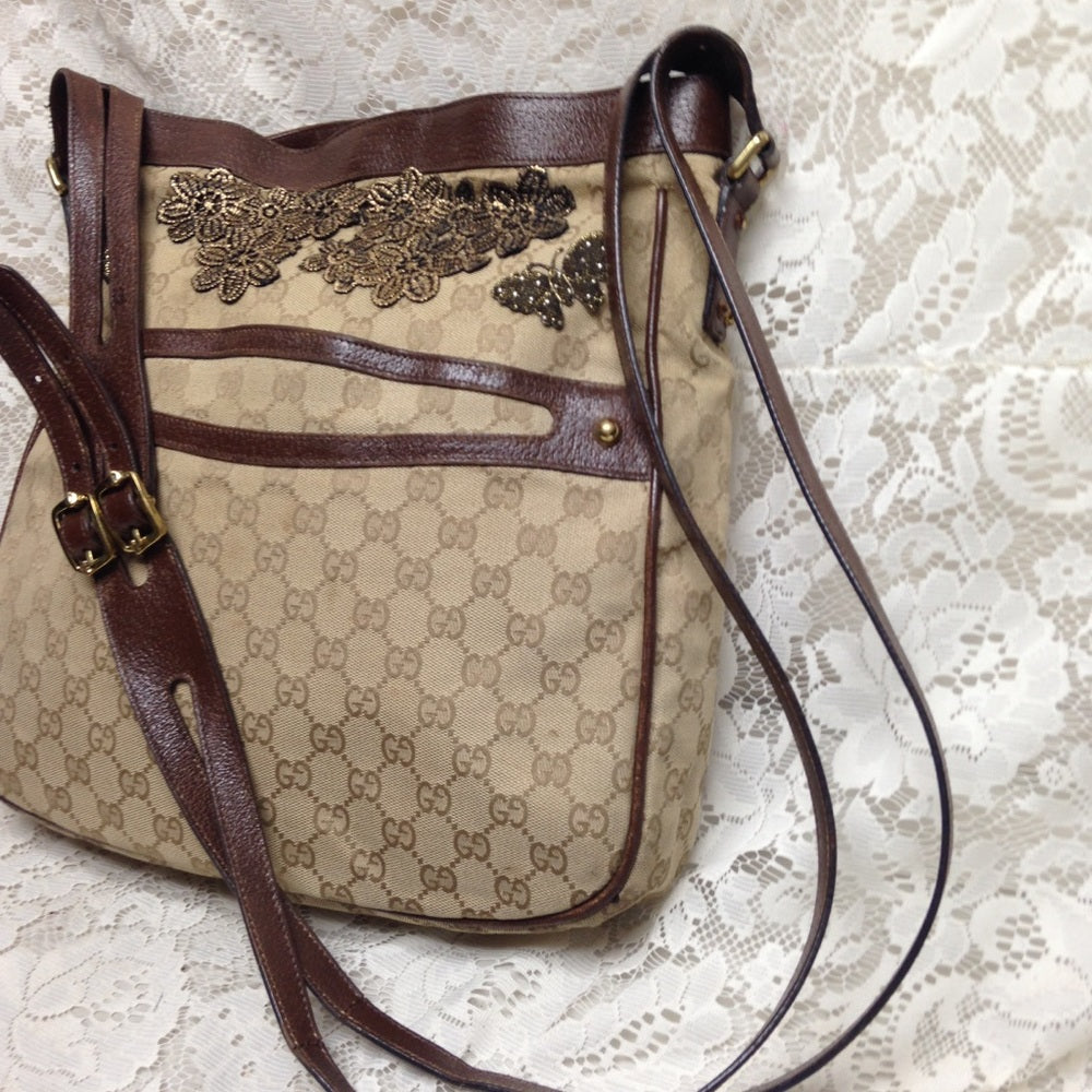 Vintage Gucci Italy, Brown Mono Shoulder Bag