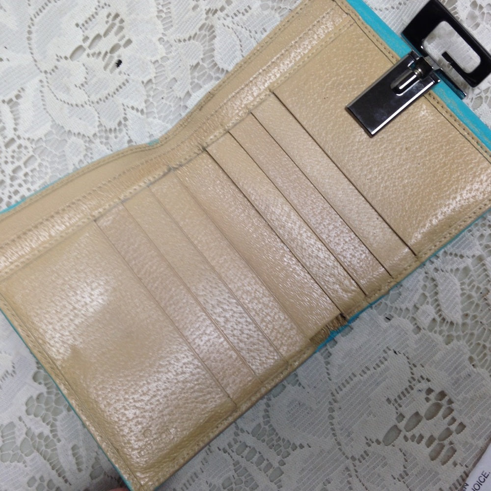 Gucci Aqua-Blue Leather Compact Bi-fold Wallet