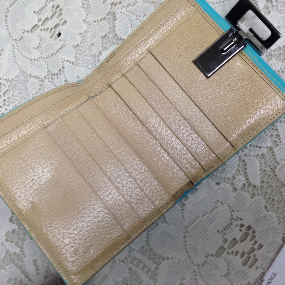 Gucci Aqua-Blue Leather Compact Bi-fold Wallet