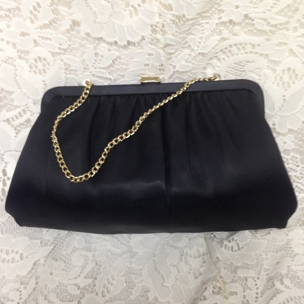 Elegant Black Evening Purse With Rhinestones