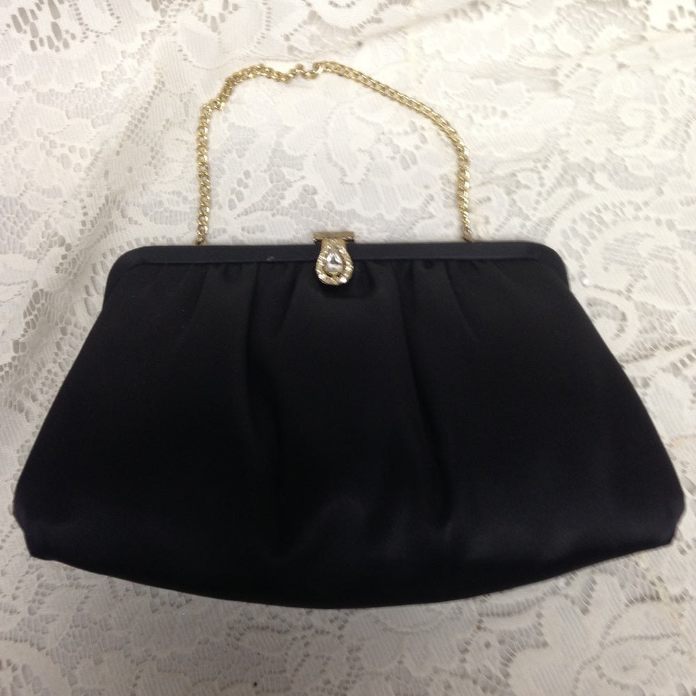 Elegant Black Evening Purse With Rhinestones