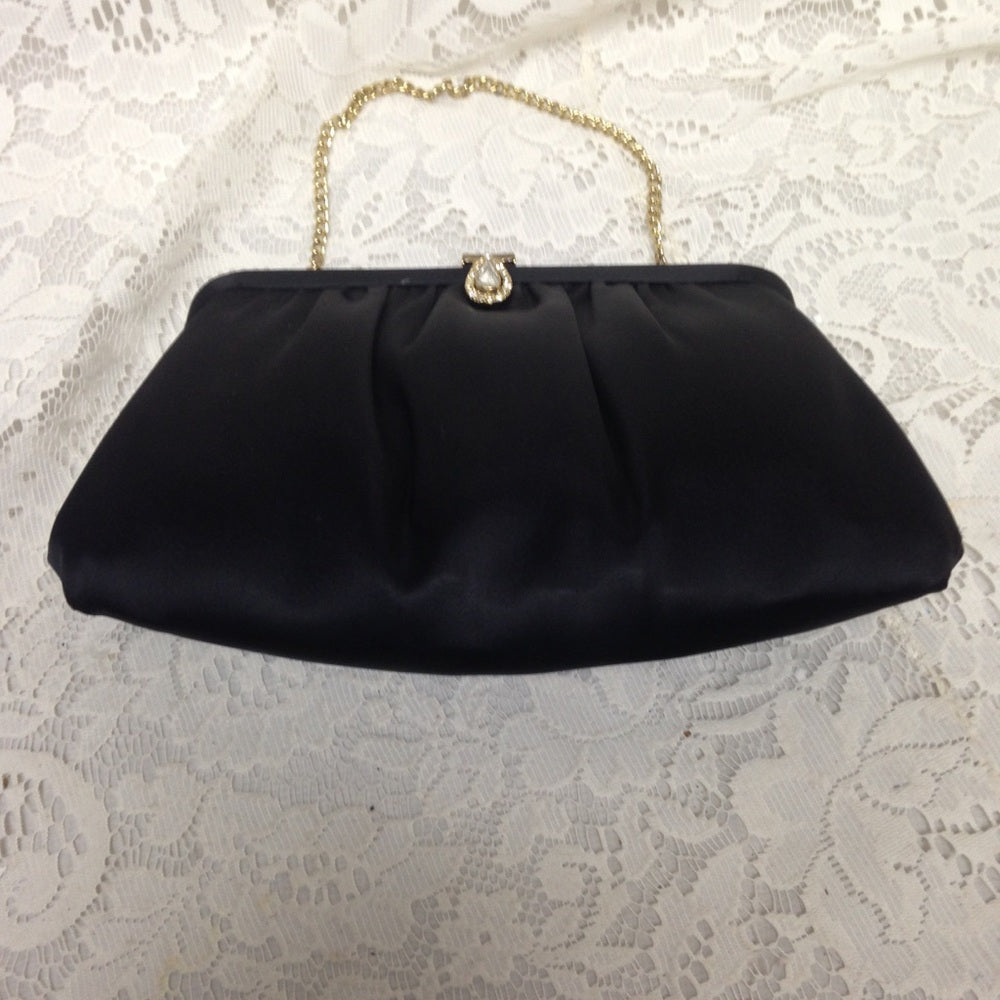 Elegant Black Evening Purse With Rhinestones