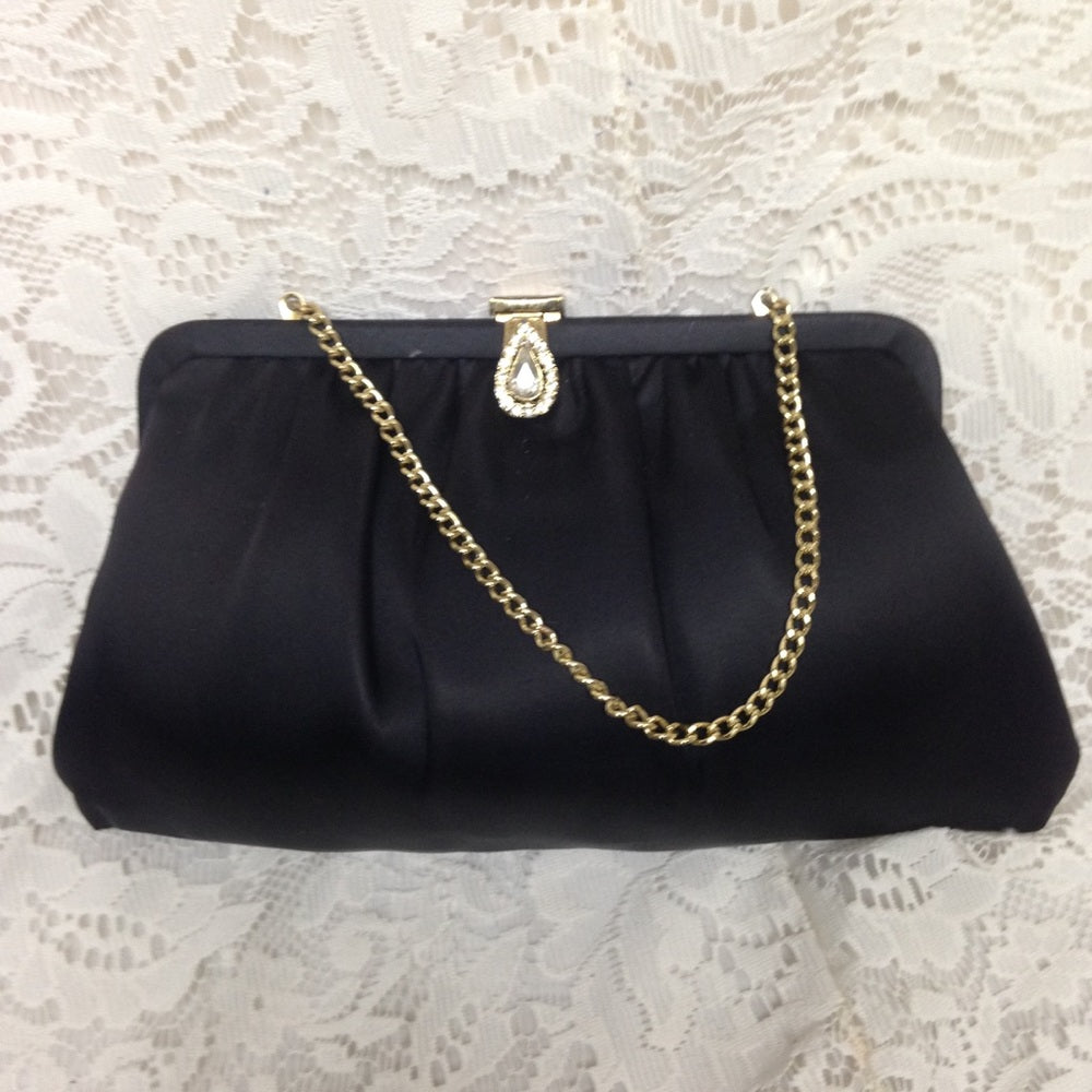 Elegant Black Evening Purse With Rhinestones