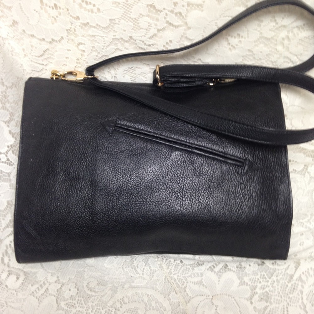 Vintage, Hudsons Black Leather Envelope-Crossbody