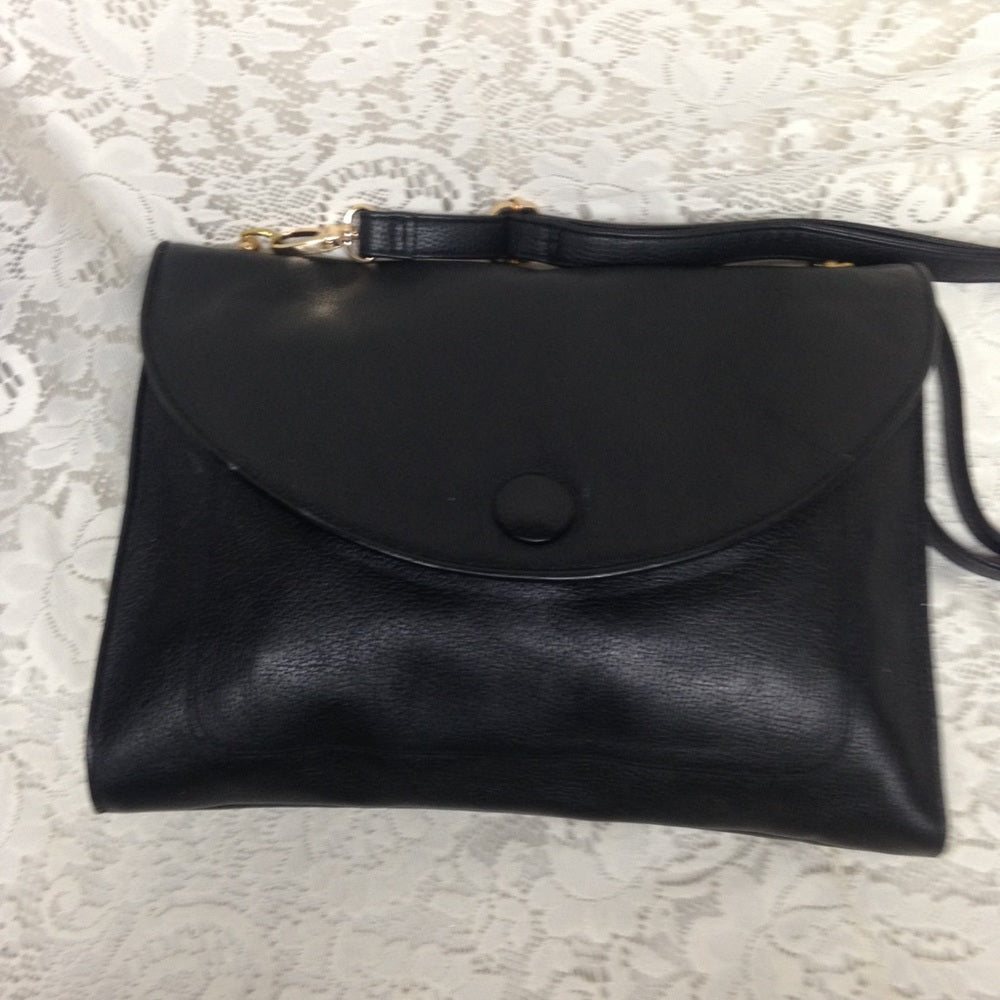Vintage, Hudsons Black Leather Envelope-Crossbody
