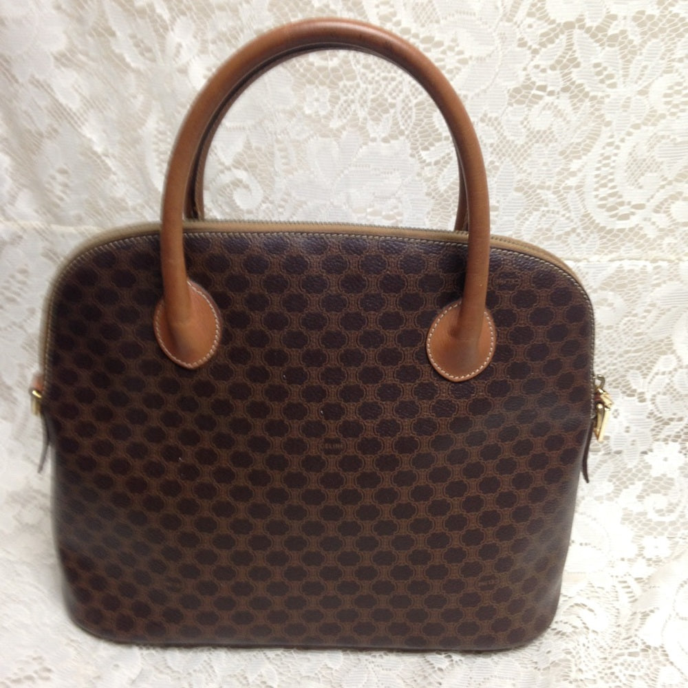 Celine Brown Macadam Alma Handbag 12x9x5