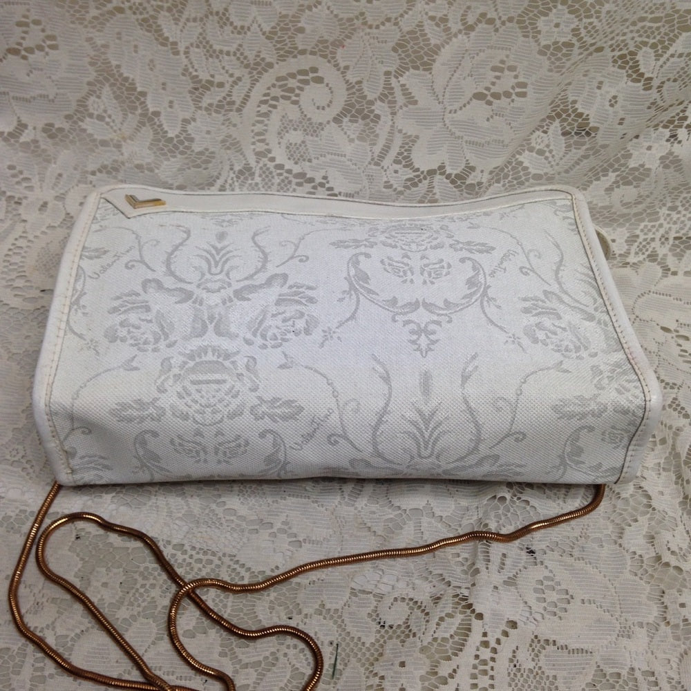Mario Valentino White Jacquard Clutch Crossbody