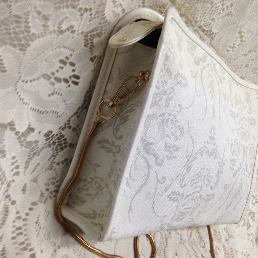 Mario Valentino White Jacquard Clutch Crossbody