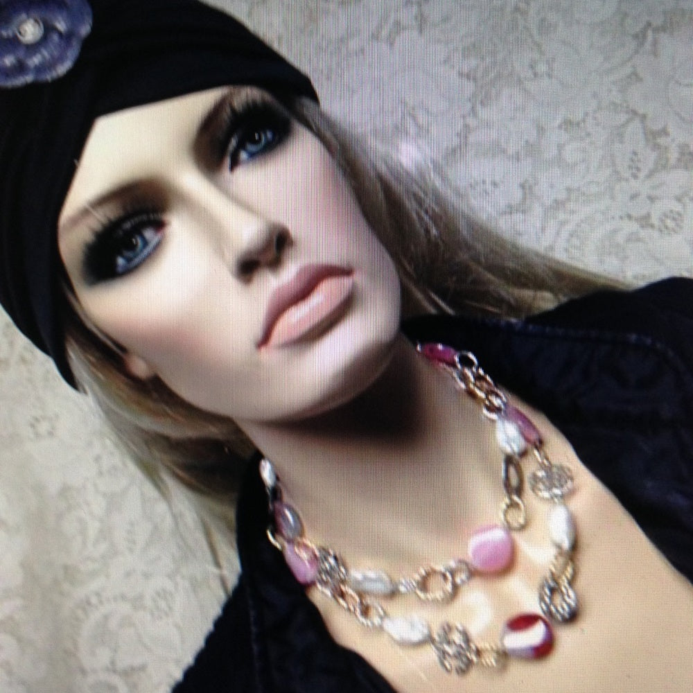 Elegant Genuine Baroque Pearl- Pink Agate Necklace