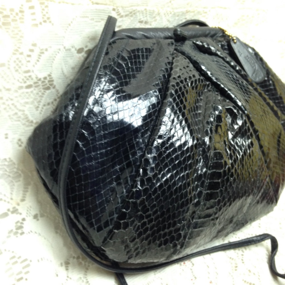 Vintage , Spects Black Snakeskin Clutch- Crossbody