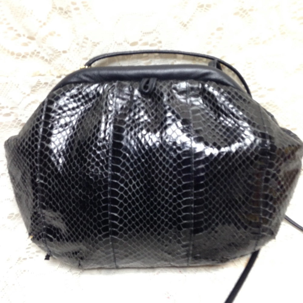 Vintage , Spects Black Snakeskin Clutch- Crossbody