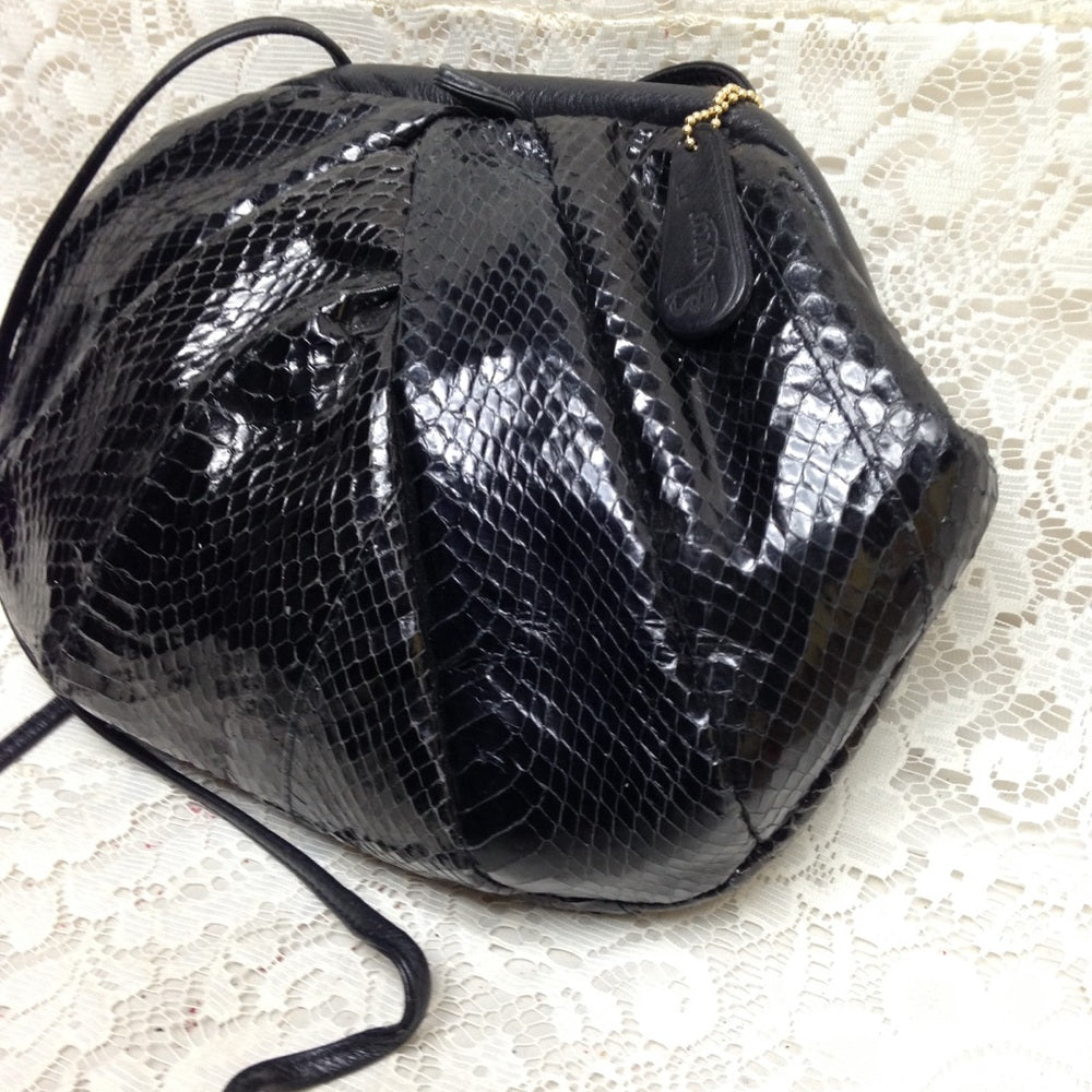Vintage , Spects Black Snakeskin Clutch- Crossbody