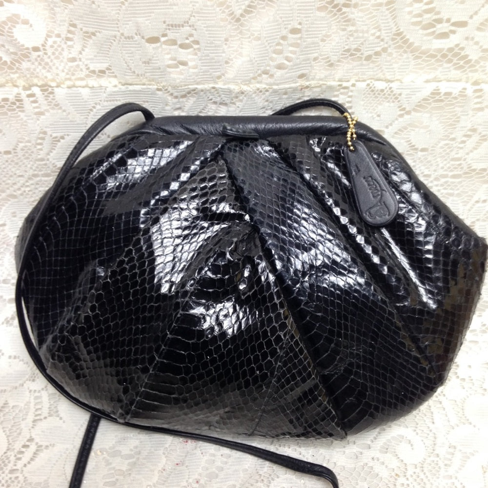 Vintage , Spects Black Snakeskin Clutch- Crossbody