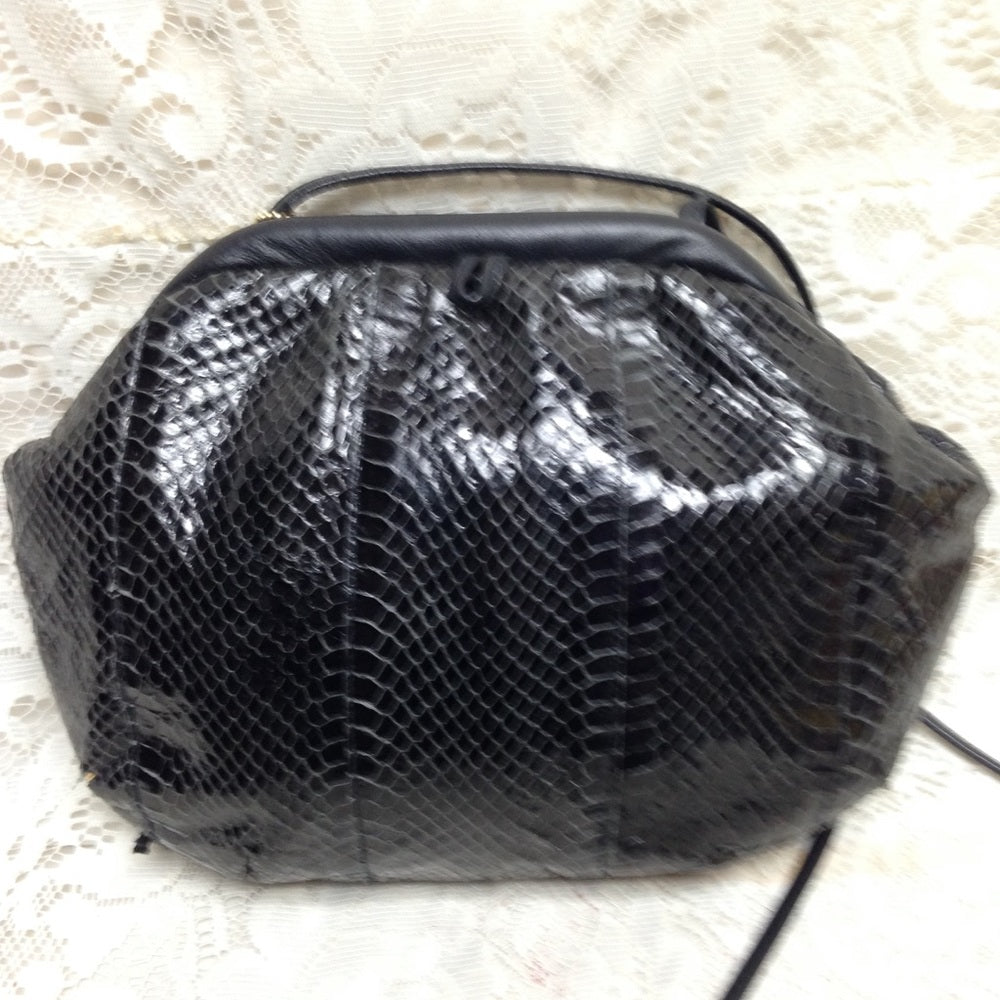 Vintage , Spects Black Snakeskin Clutch- Crossbody