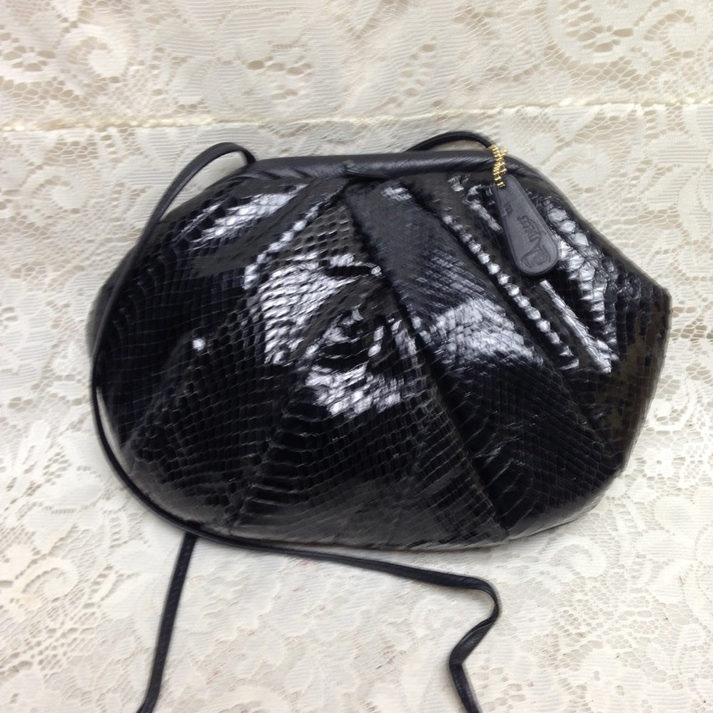 Vintage , Spects Black Snakeskin Clutch- Crossbody