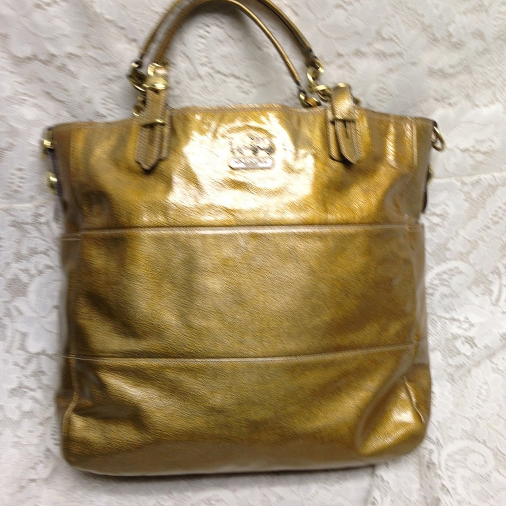 Authentic Coach Gold Vernis Enamel Shoulder Bag