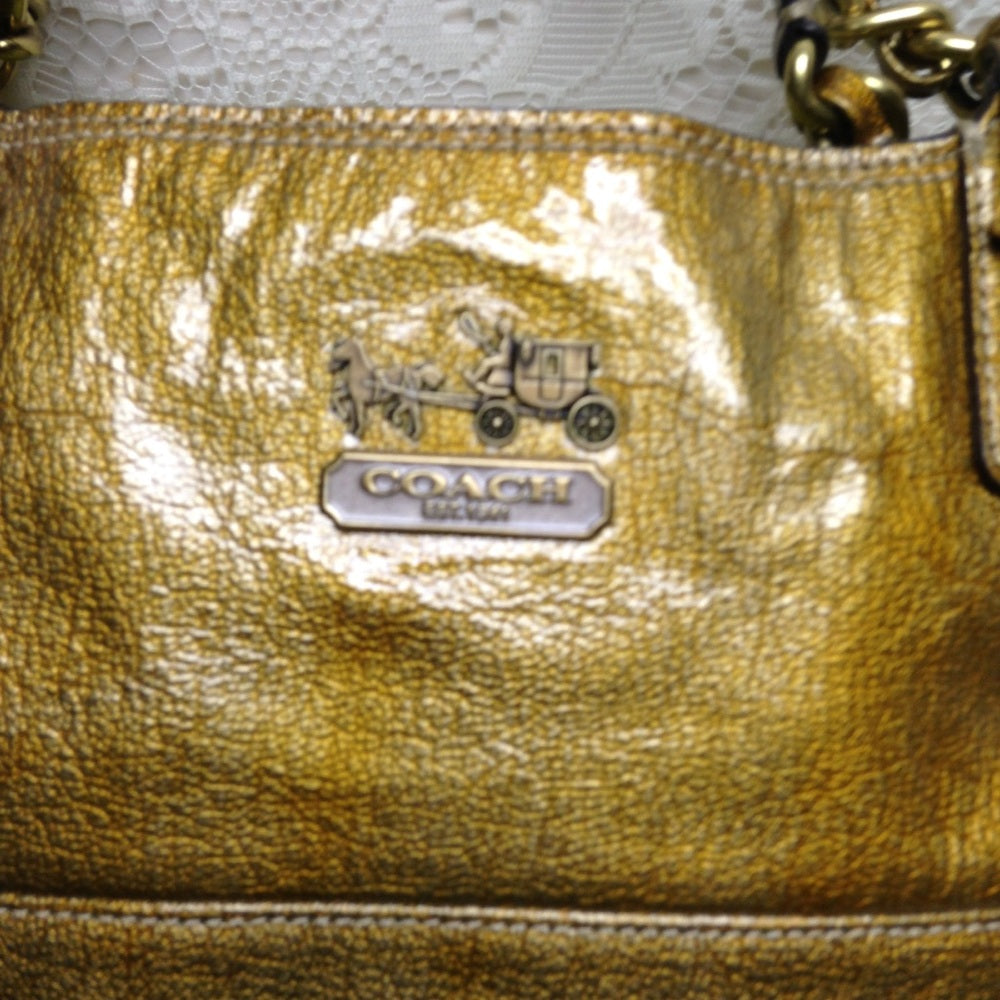 Authentic Coach Gold Vernis Enamel Shoulder Bag