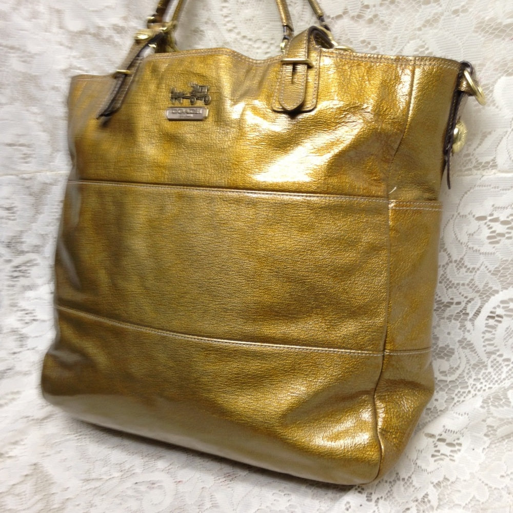 Authentic Coach Gold Vernis Enamel Shoulder Bag