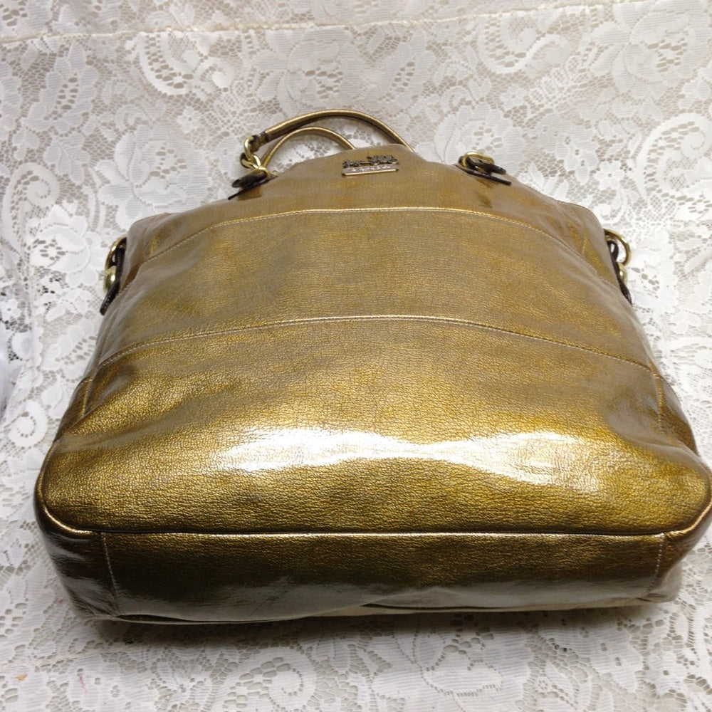 Authentic Coach Gold Vernis Enamel Shoulder Bag
