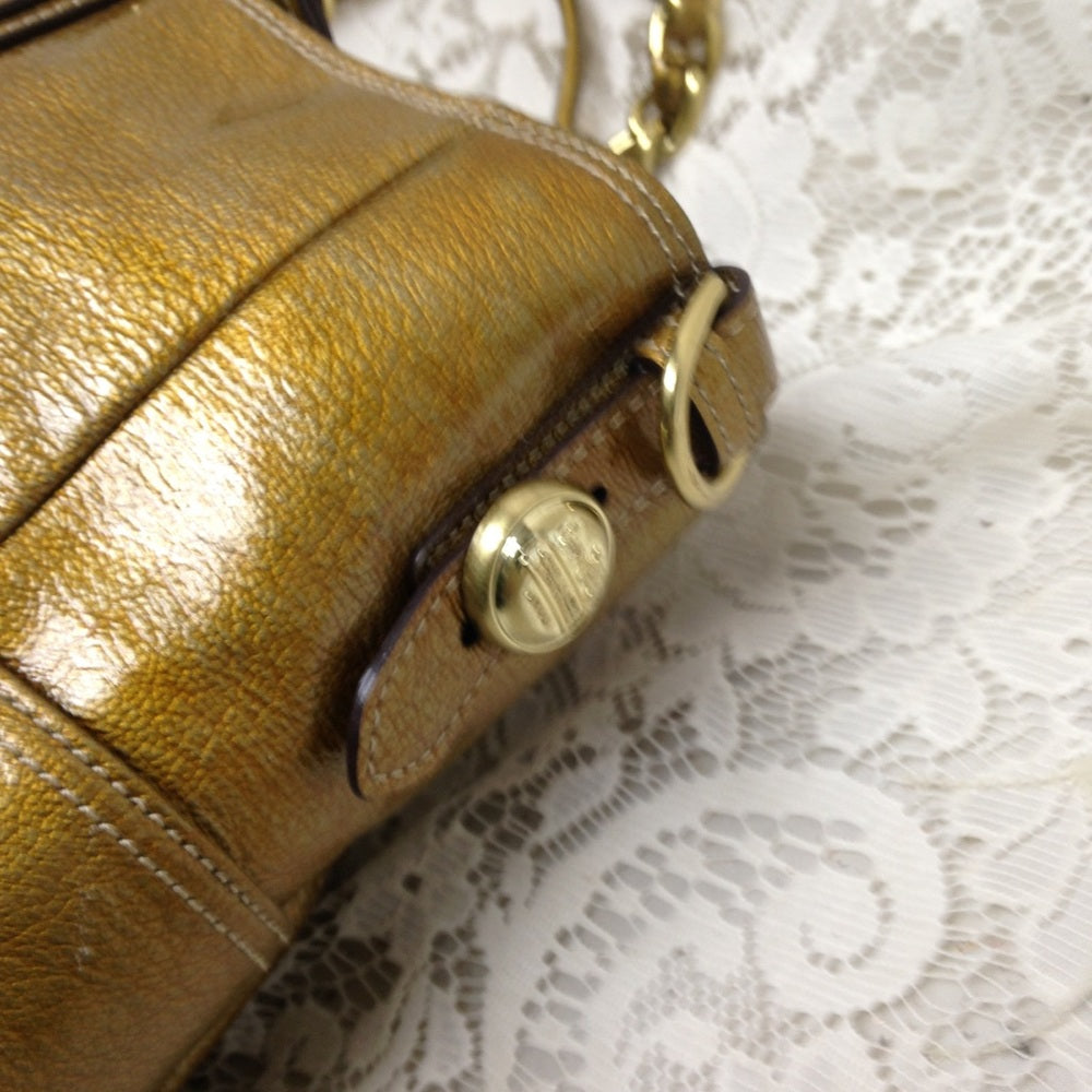 Authentic Coach Gold Vernis Enamel Shoulder Bag