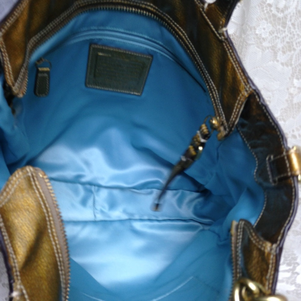 Authentic Coach Gold Vernis Enamel Shoulder Bag