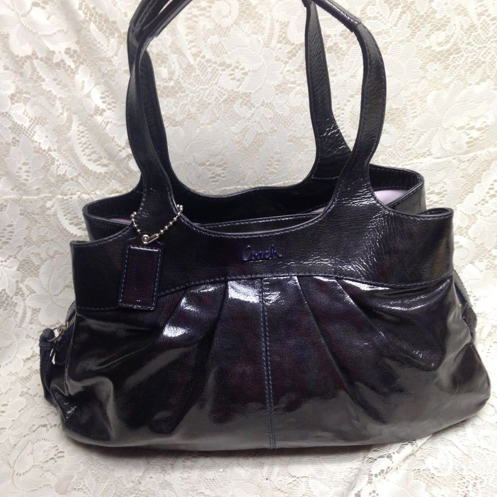 Authentic Coach Black Patent Leather Shoulder Bag