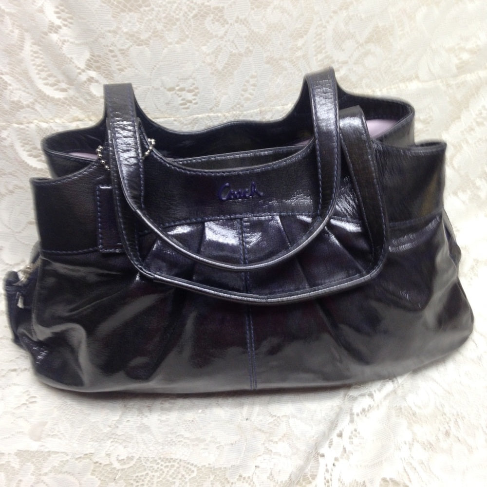 Authentic Coach Black Patent Leather Shoulder Bag