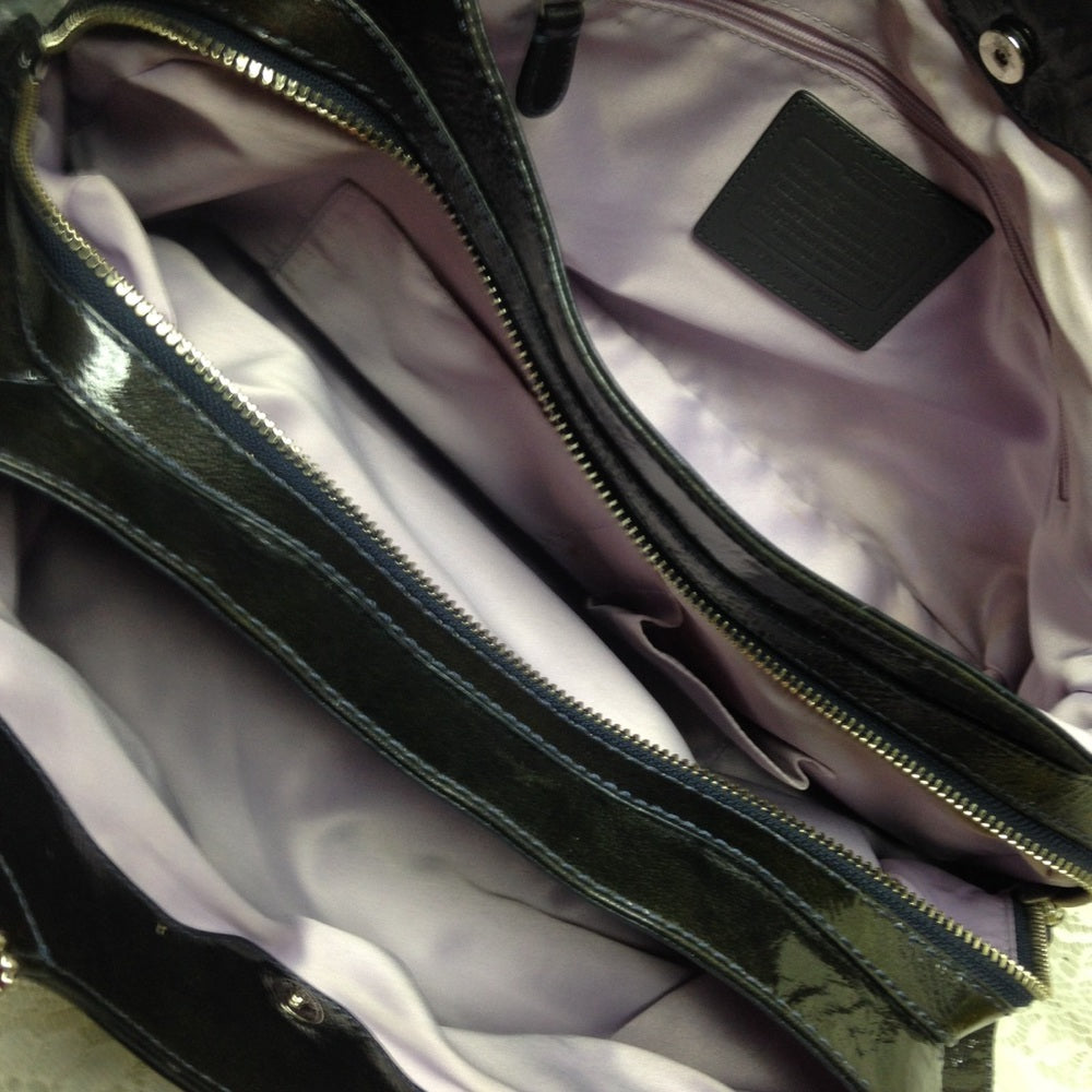 Authentic Coach Black Patent Leather Shoulder Bag