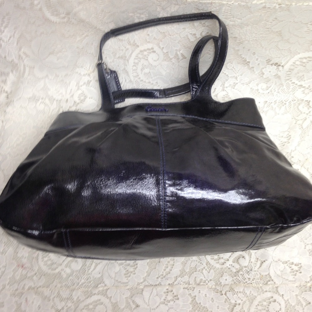 Authentic Coach Black Patent Leather Shoulder Bag