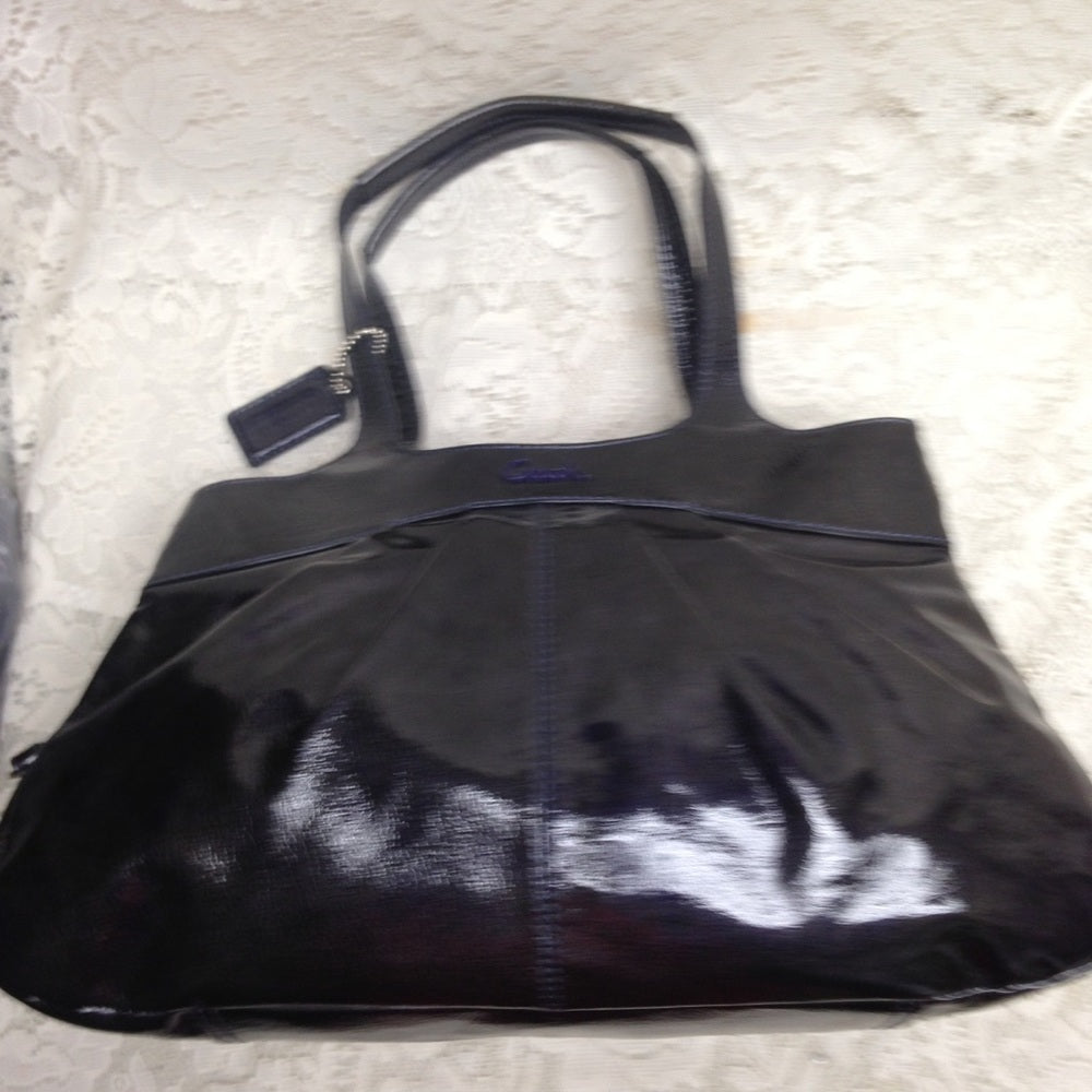Authentic Coach Black Patent Leather Shoulder Bag