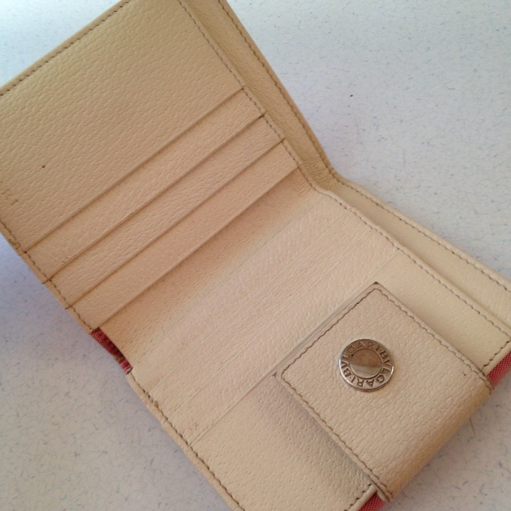 Bulgari Pink Mono Canvas compact Bi-fold Wallet