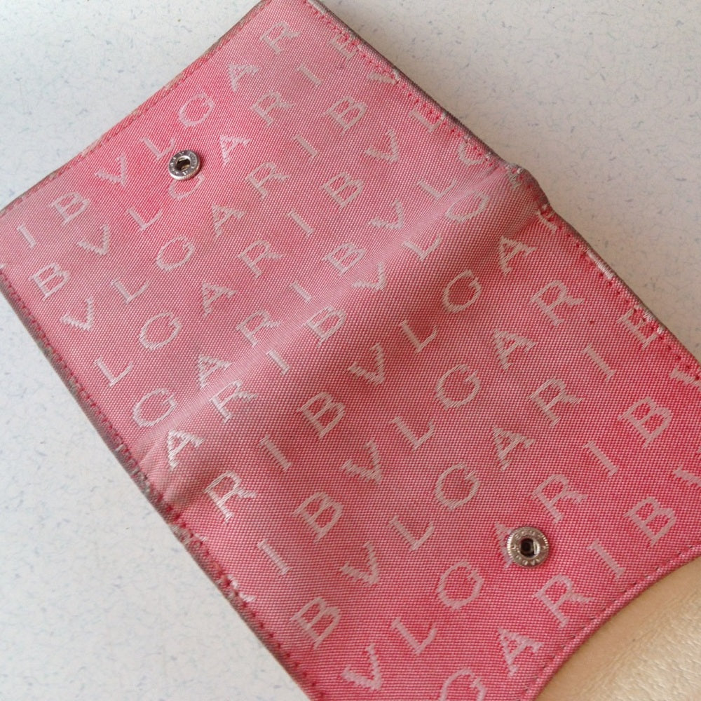 Bulgari Pink Mono Canvas compact Bi-fold Wallet