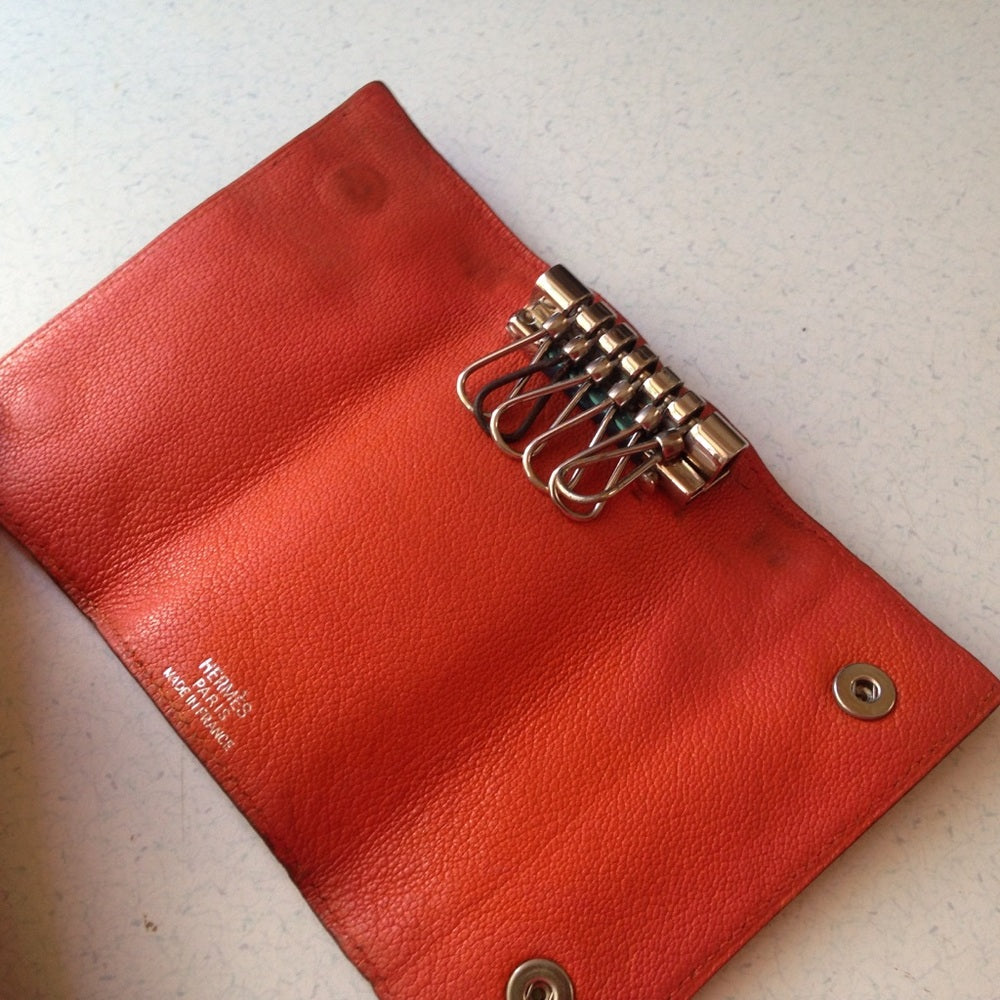 Hermes Tangerine Leather 6-Hooks Key Case