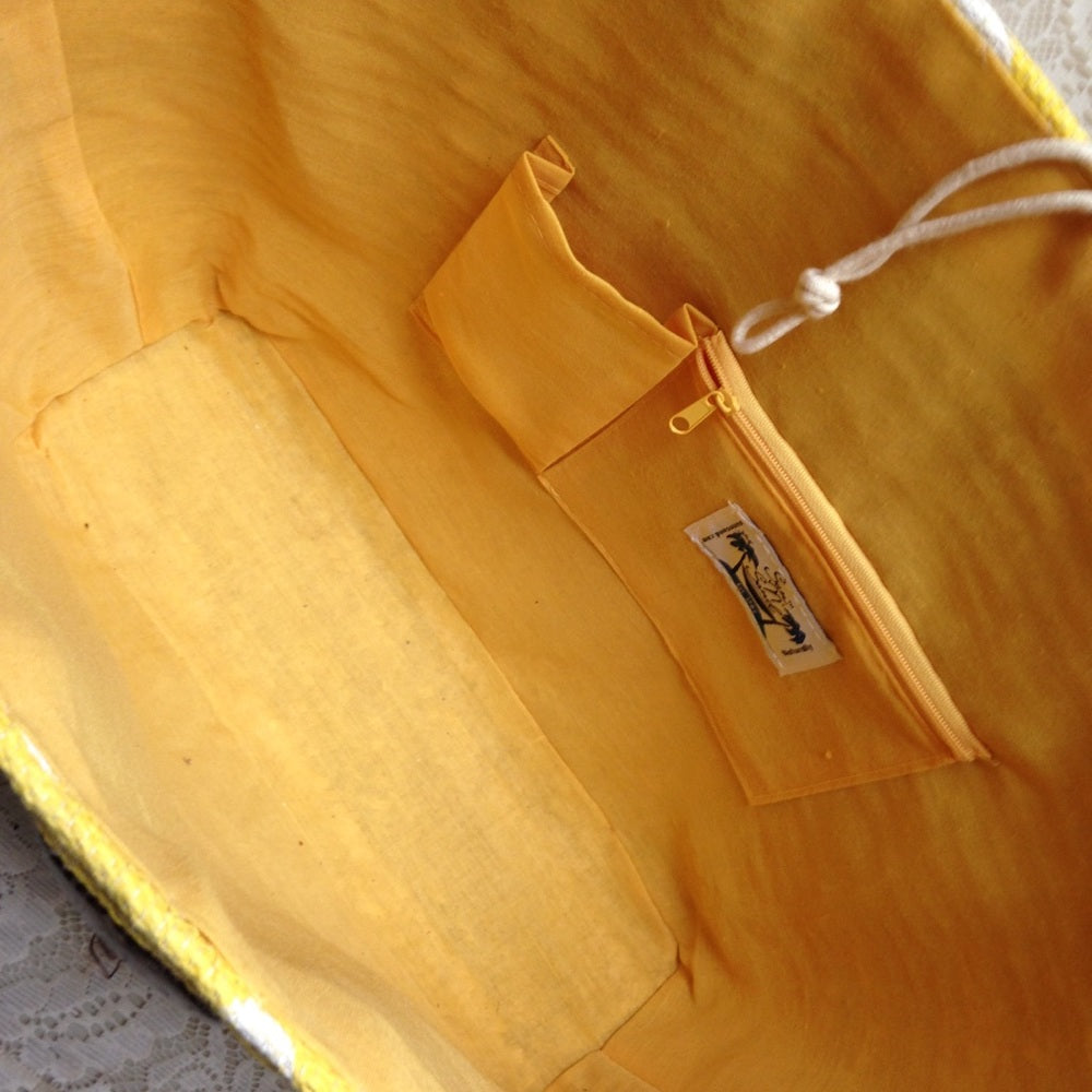 Sun n Sand Large Yellow Polka Dot Tote-Shoulder Ba