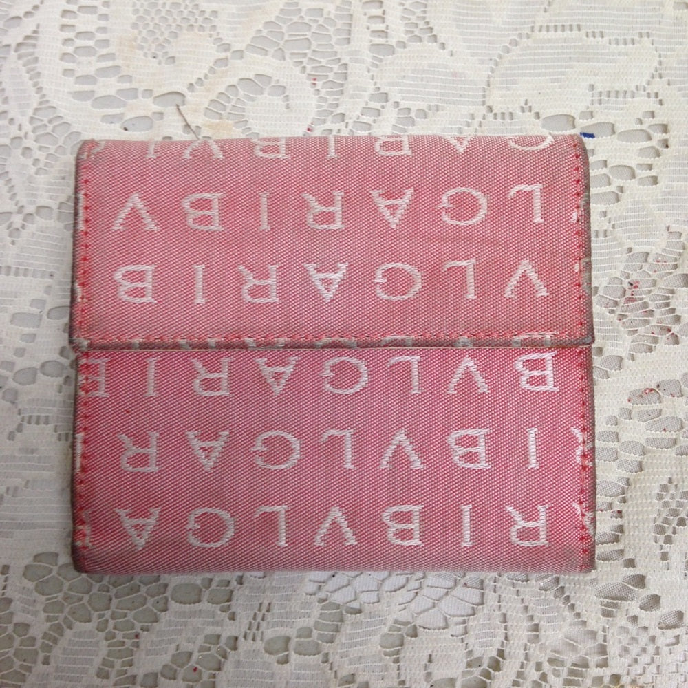 Bulgari Pink Mono Canvas compact Bi-fold Wallet