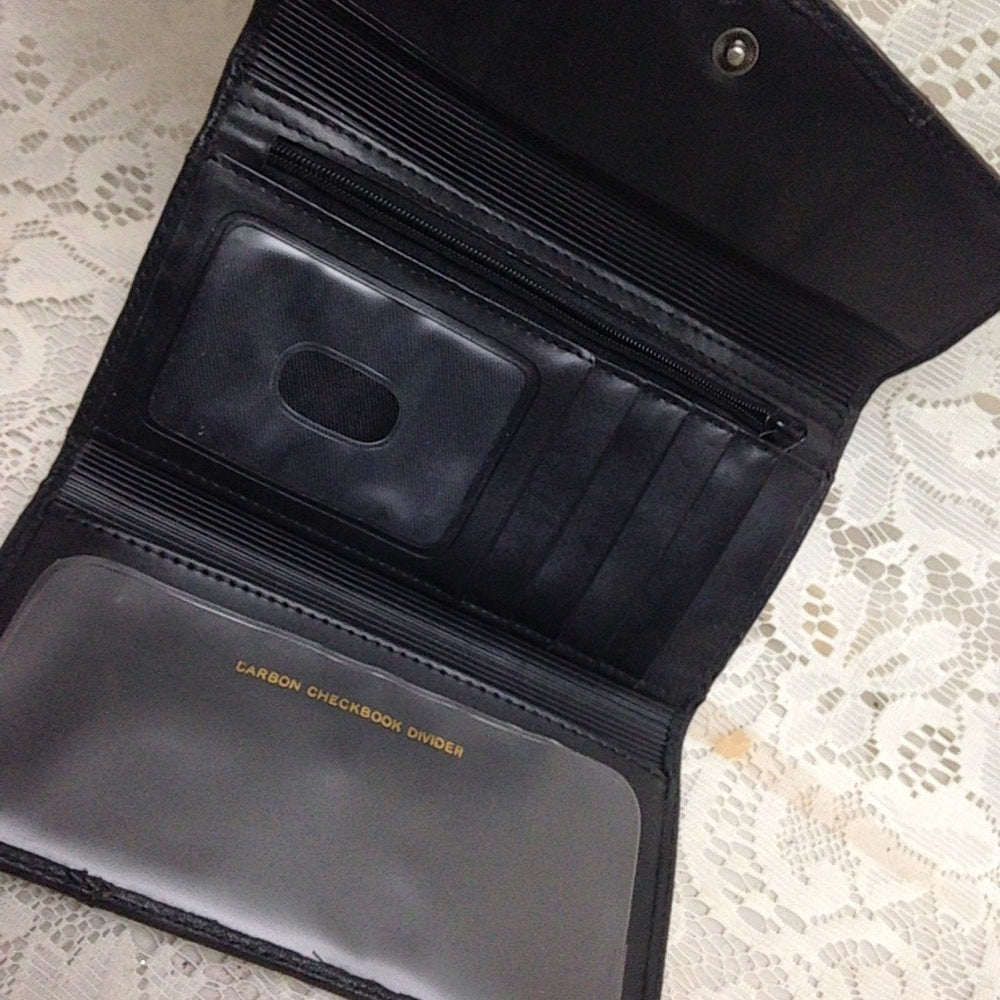 Vintage Black Leather Long Wallet