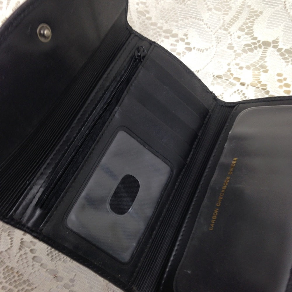 Vintage Black Leather Long Wallet