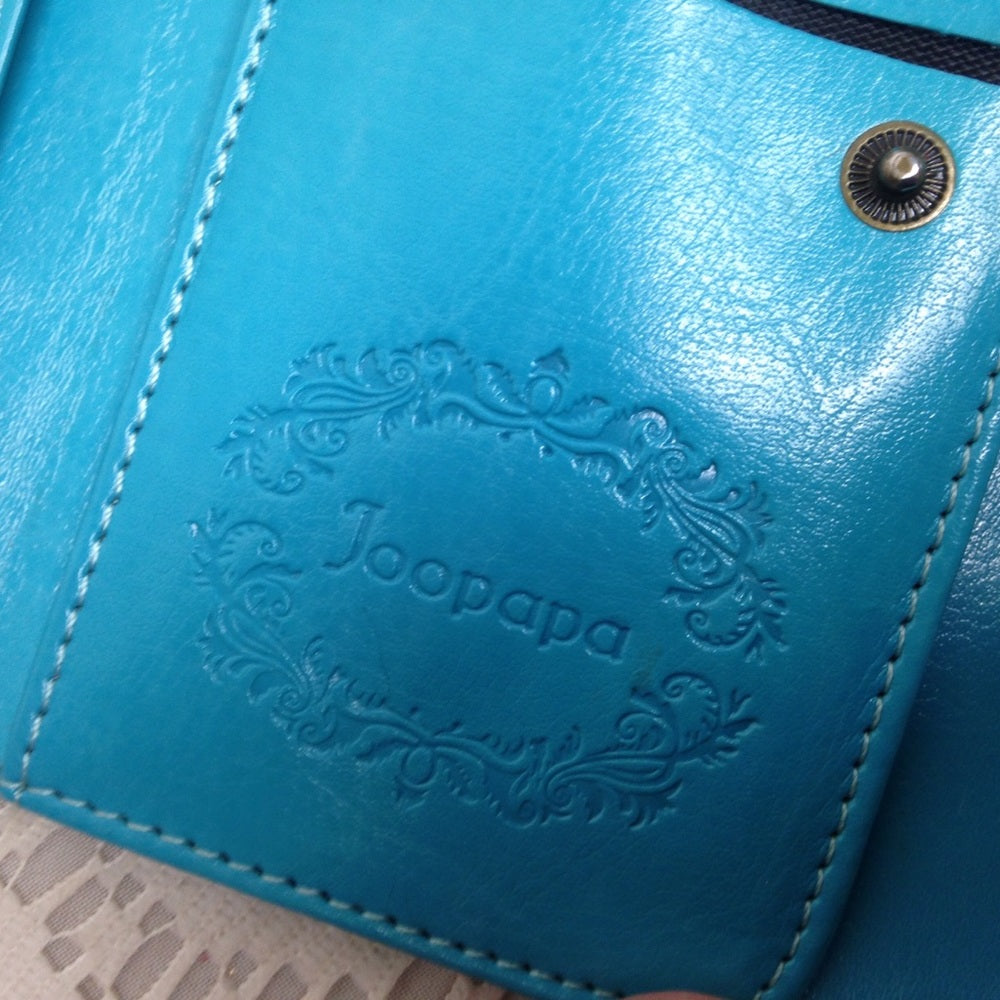 Aqua Blue Leather Wallet-Phone Case 3.5in x 5.75in