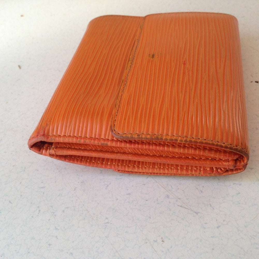 Louis Vuitton Orange Epi Leather Tri Fold Wallet