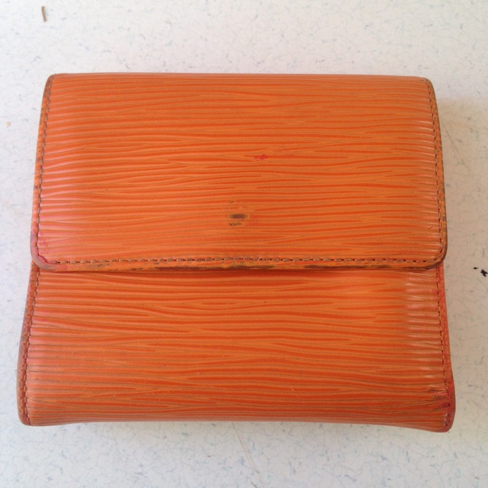 Louis Vuitton Orange Epi Leather Tri Fold Wallet