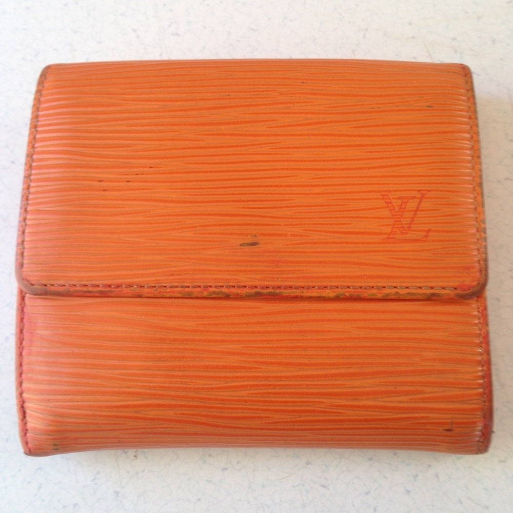 Louis Vuitton Orange Epi Leather Tri Fold Wallet