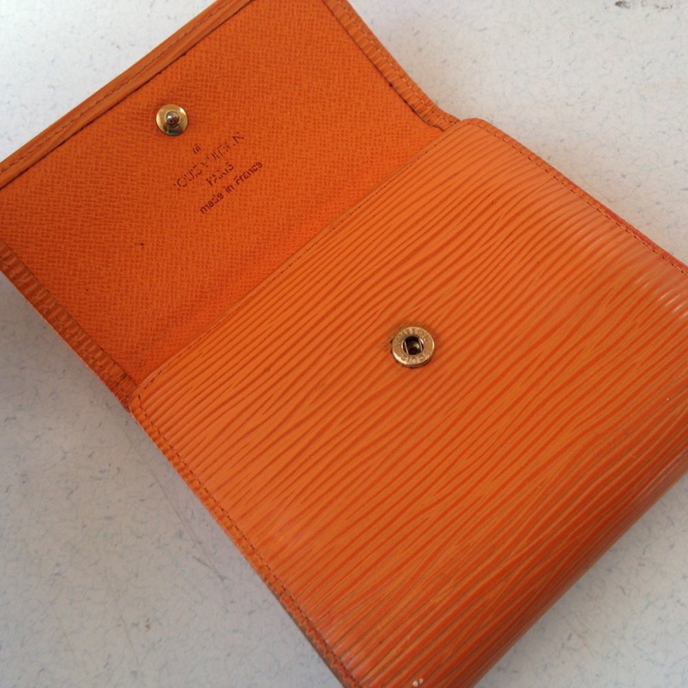 Louis Vuitton Orange Epi Leather Tri Fold Wallet