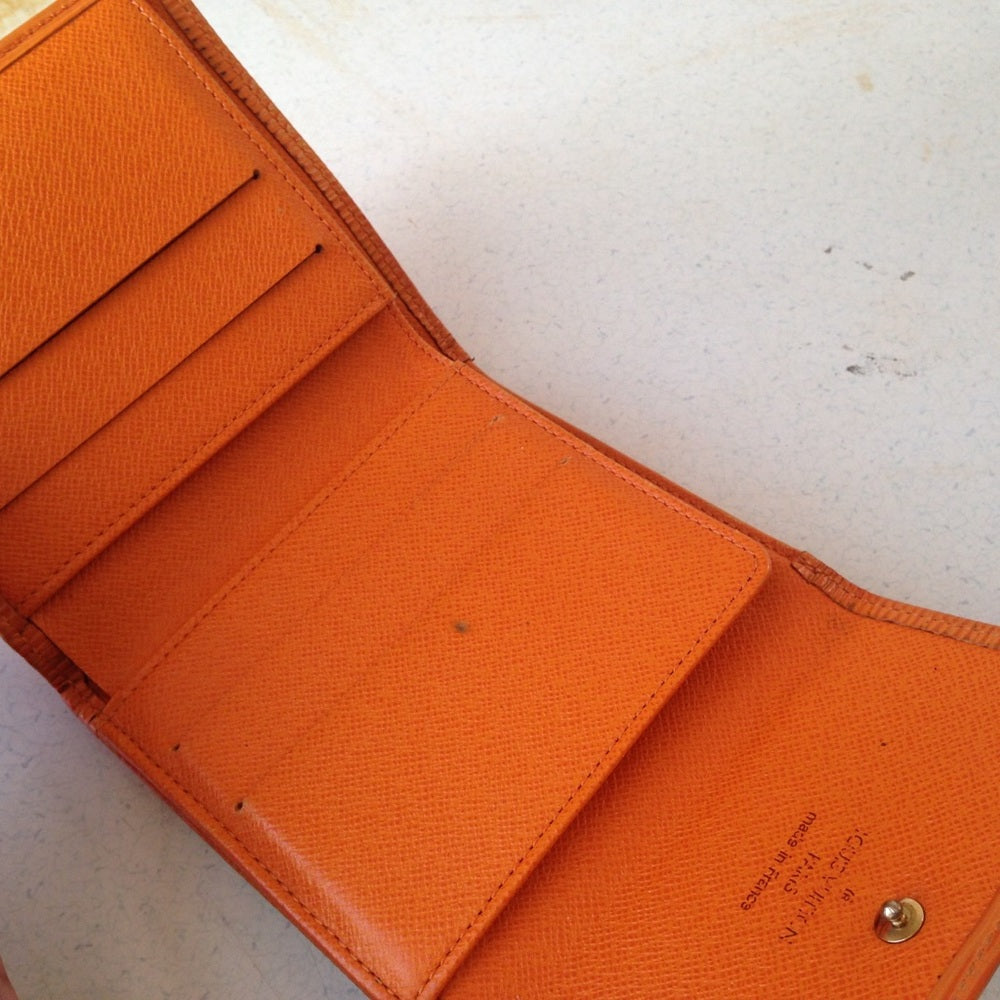Louis Vuitton Orange Epi Leather Tri Fold Wallet