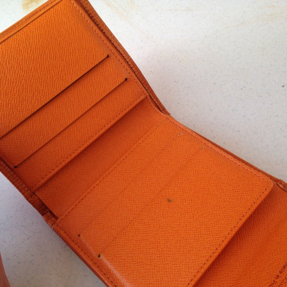 Louis Vuitton Orange Epi Leather Tri Fold Wallet