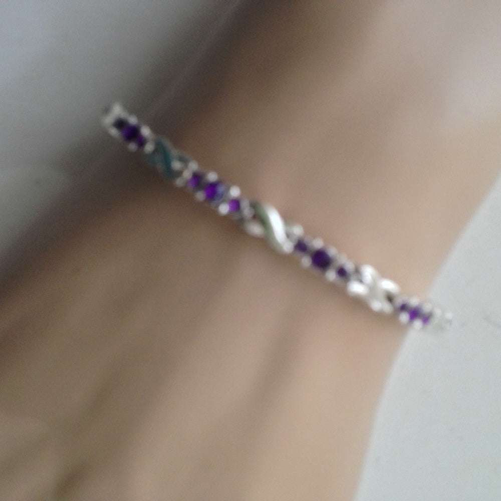 2pc Lot Black and Purple Rhinestone Bracelets