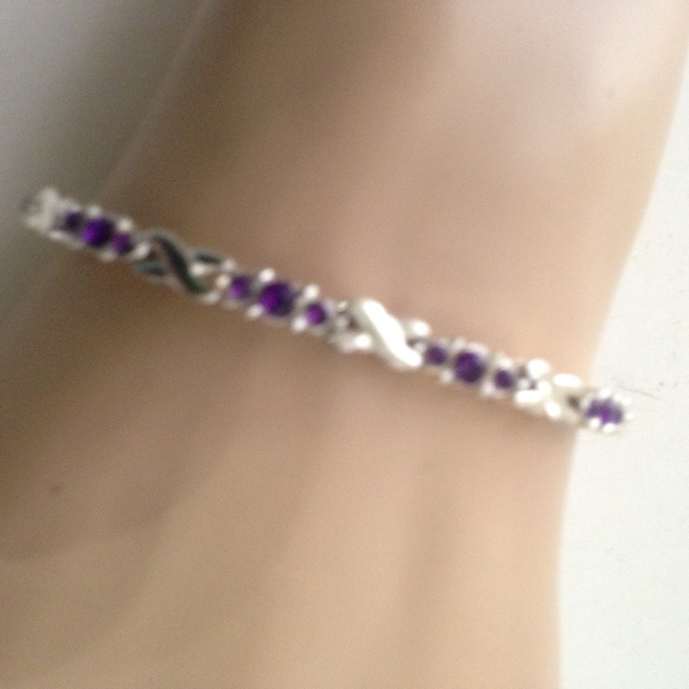 2pc Lot Black and Purple Rhinestone Bracelets