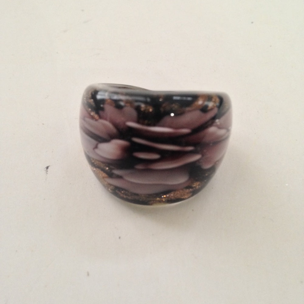 Vintage, 2pc Lot Floral Glass and Yellow Ring