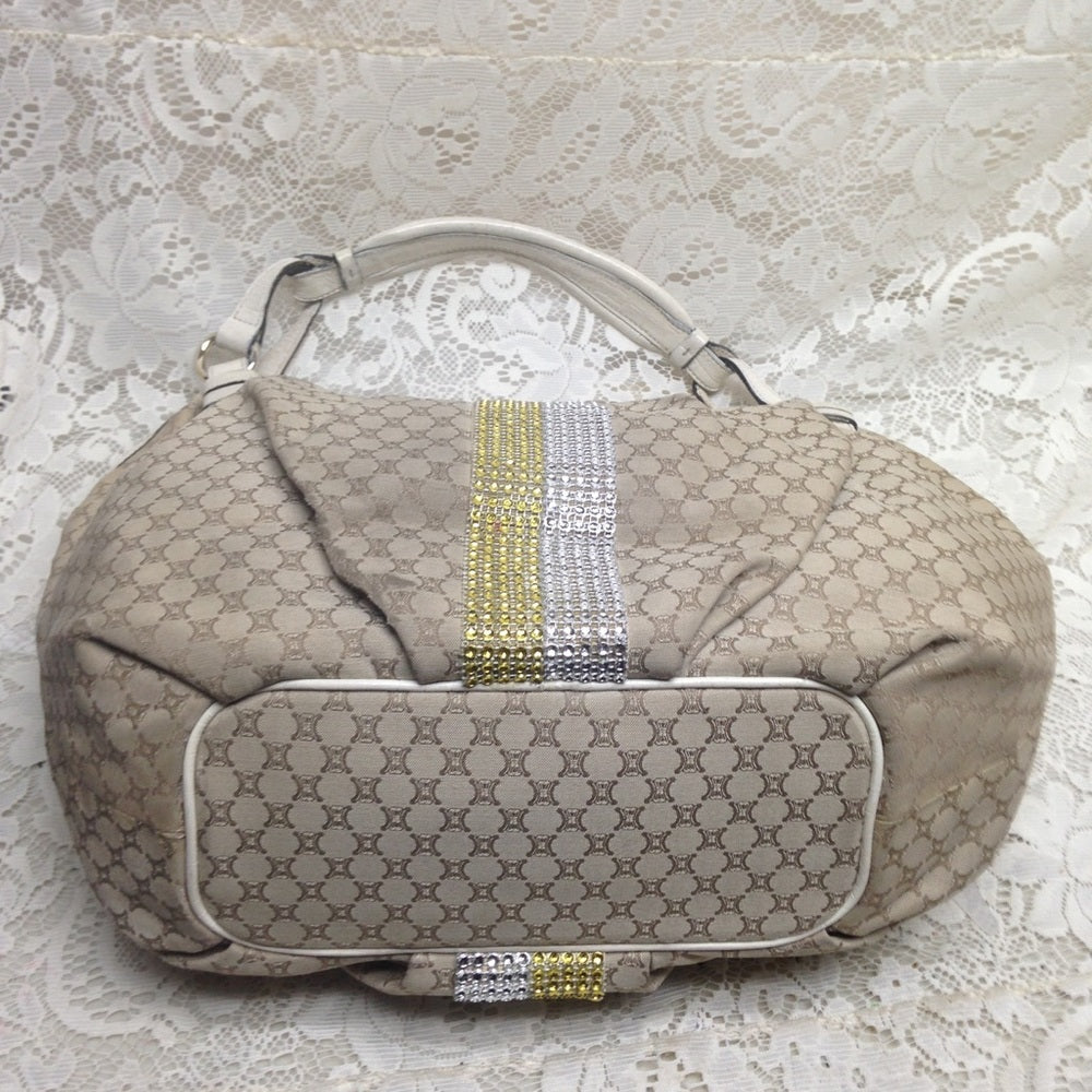 Celine Beige Mono Canvas Handbag-Shoulder