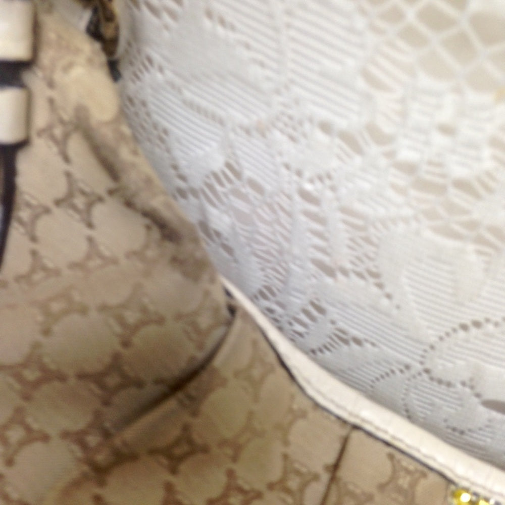 Celine Beige Mono Canvas Handbag-Shoulder
